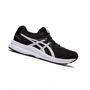 Asics CONTEND 7 GS Laufschuhe Kinder Schwarz Weiß | 641IMELWZ