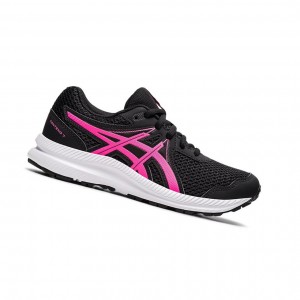 Asics CONTEND 7 GS Laufschuhe Kinder Schwarz Rosa | 930ZCFDXM