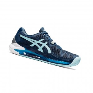 Asics GEL-RESOLUTION 8 Clay Tennisschuhe Damen Hellindigo Blau | 709DVPAHW