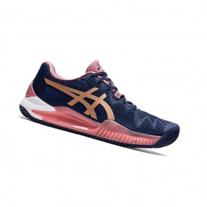 Asics GEL-RESOLUTION 8 Clay Tennisschuhe Damen Rosa Gold | 702KRBHNI