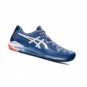 Asics GEL-RESOLUTION 8 Clay Tennisschuhe Herren Blau Weiß | 762VLYGUS