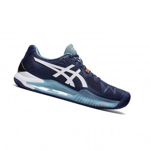 Asics GEL-RESOLUTION 8 Clay Tennisschuhe Herren Blau Weiß | 732VMZUKP