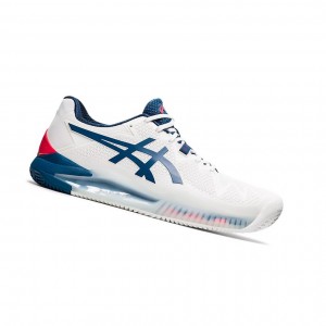 Asics GEL-RESOLUTION 8 Clay Tennisschuhe Herren Weiß Blau | 564XERGIJ