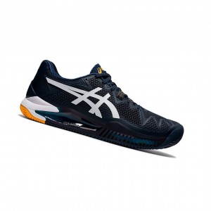 Asics GEL-RESOLUTION 8 Clay Tennisschuhe Herren Blau Weiß | 849AECXMK