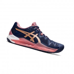 Asics GEL-RESOLUTION 8 OC Tennisschuhe Damen Navy | 235NBFCIO