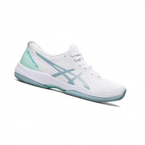 Asics SOLUTION SWIFT FF CLAY Tennisschuhe Damen Weiß Blau | 478LBKOXC